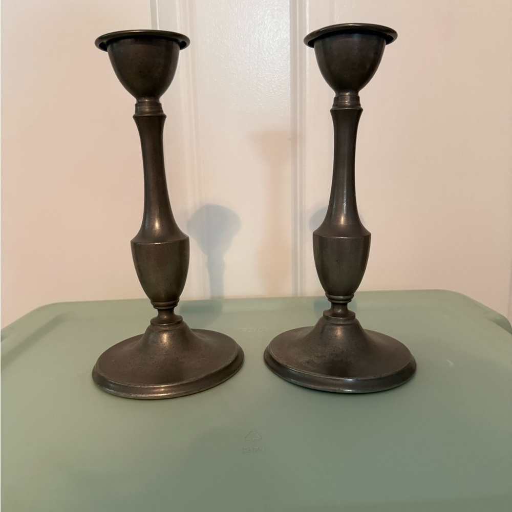 Vintage Brewster Pewter | Pair of Candlestick Holders | 4527